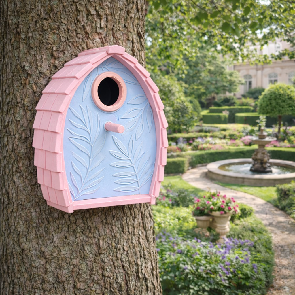 Custom Arched Garden Bird House (Leaves)