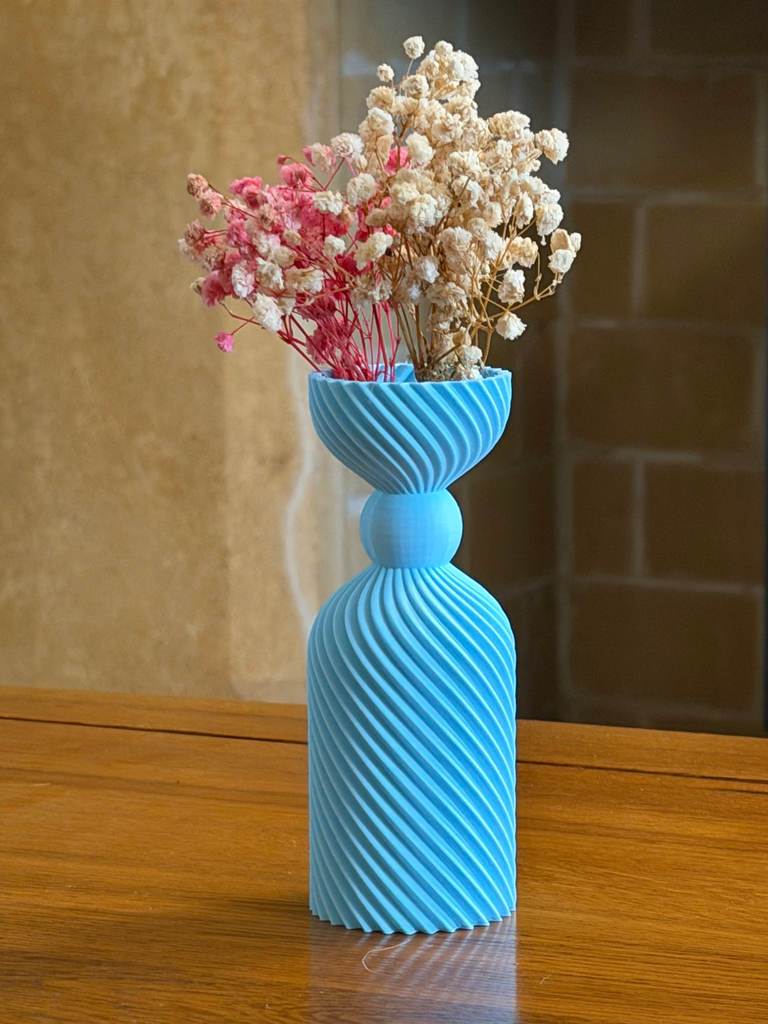 Twist Form Vase, Sky Blue